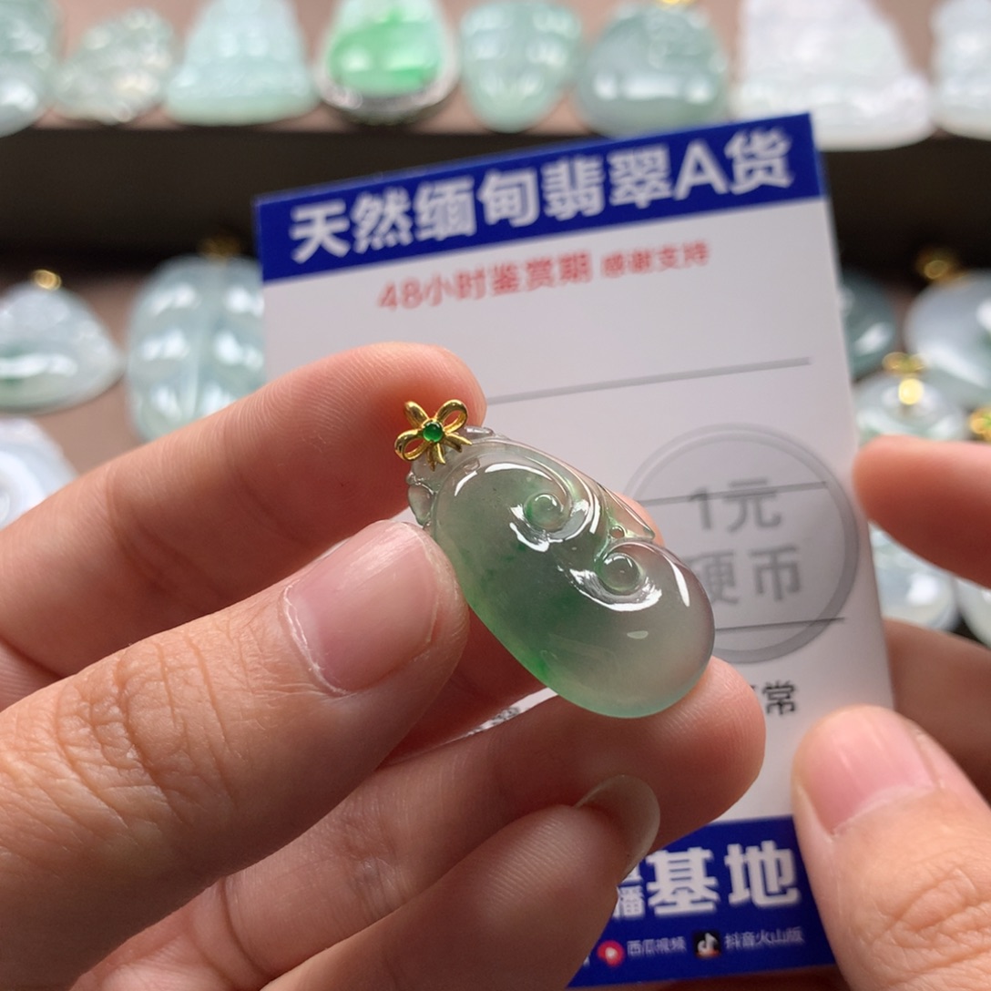 颈饰18K金镶嵌翡翠ღ**儿天然翡翠