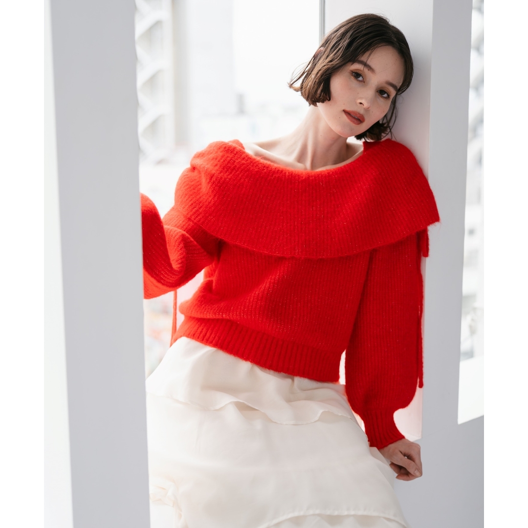 【MonTendre】 秋冬新款 31 优雅时尚一字肩上衣保暖翻领毛针织女