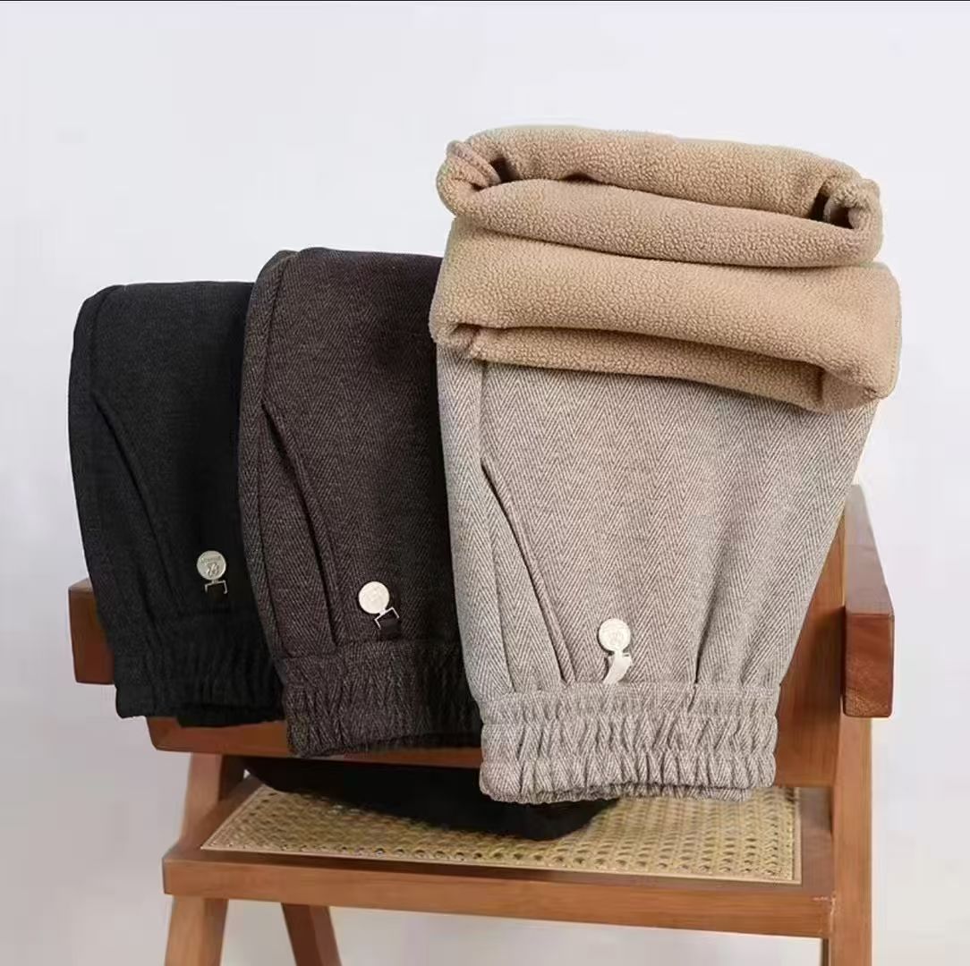 2025秋冬新款加绒加厚高腰直筒裤