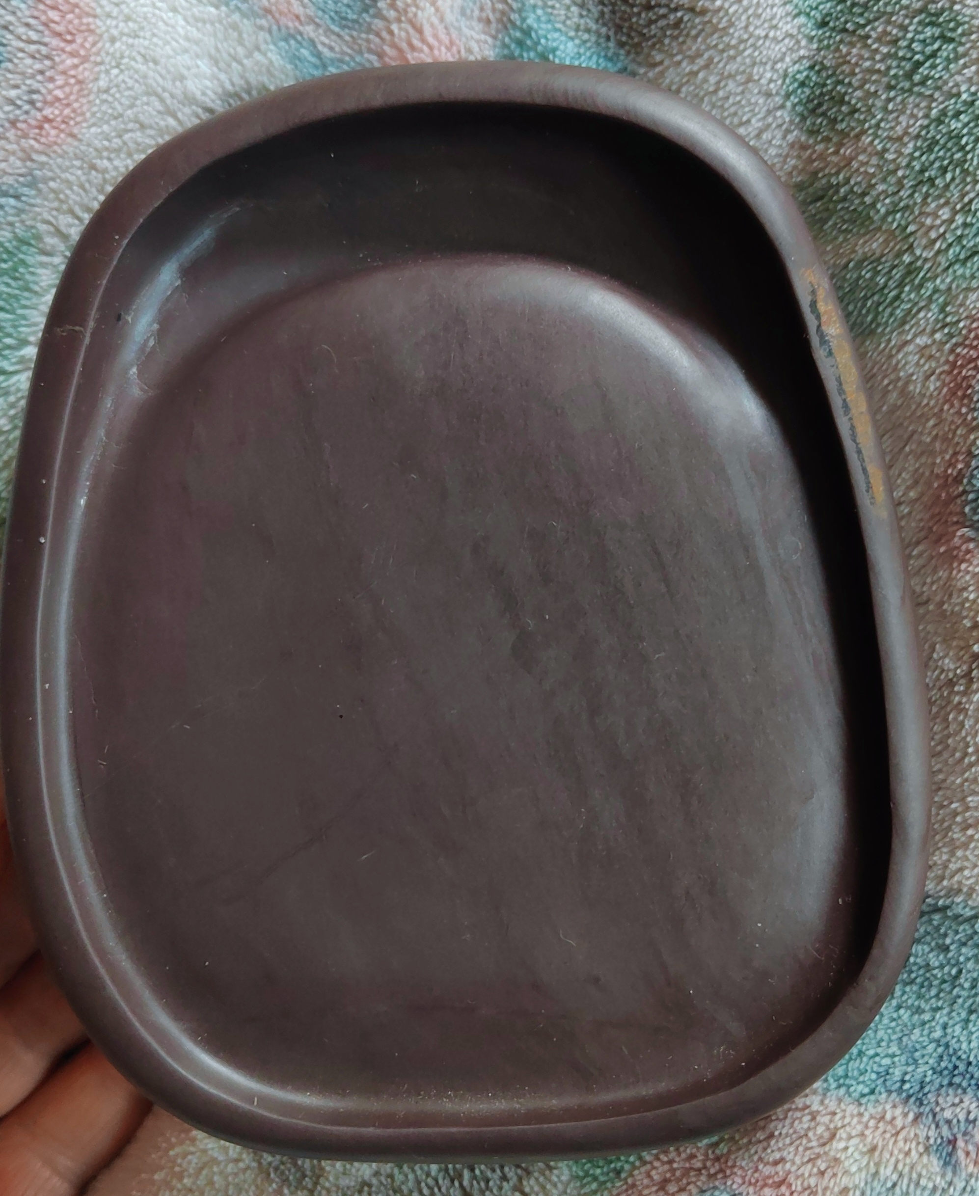 手工雕刻洮砚，鸊鷉血，文房四宝，书法研磨，13*11*3