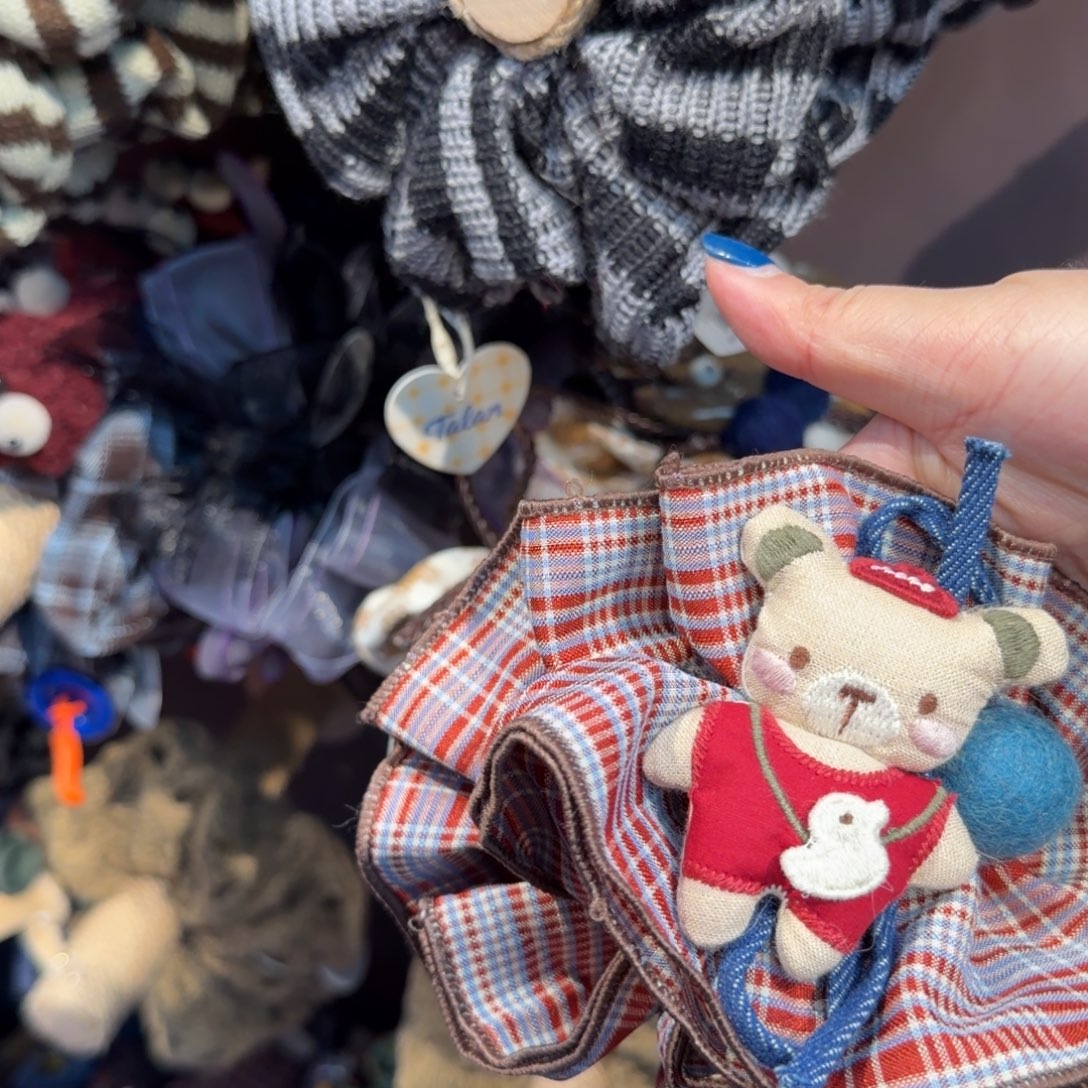 布艺非金属小熊格子发圈