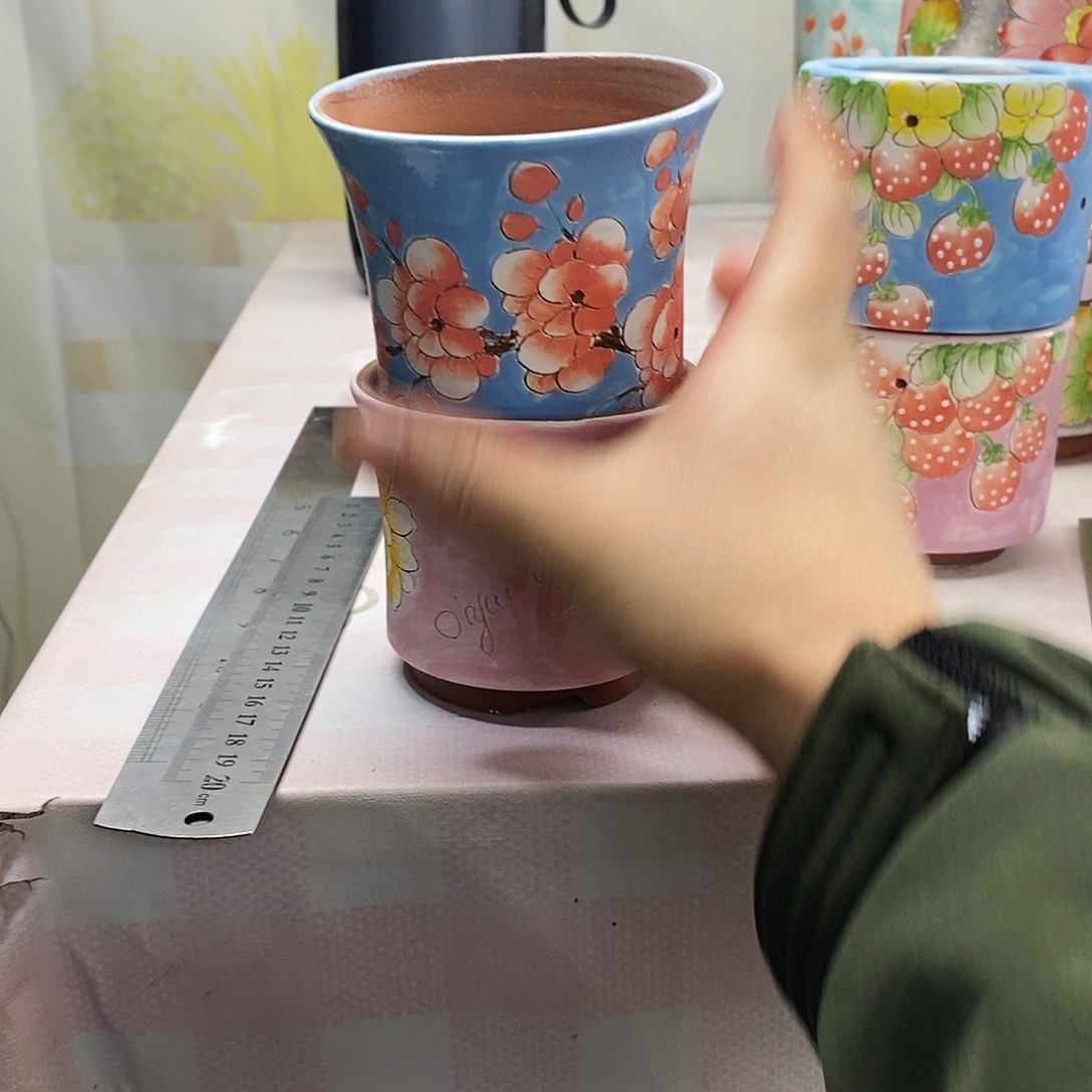 念***念紫砂花盆手绘花盆满28包邮