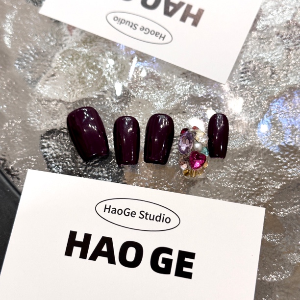 【暮山紫】手工穿戴甲紫色高级感美甲