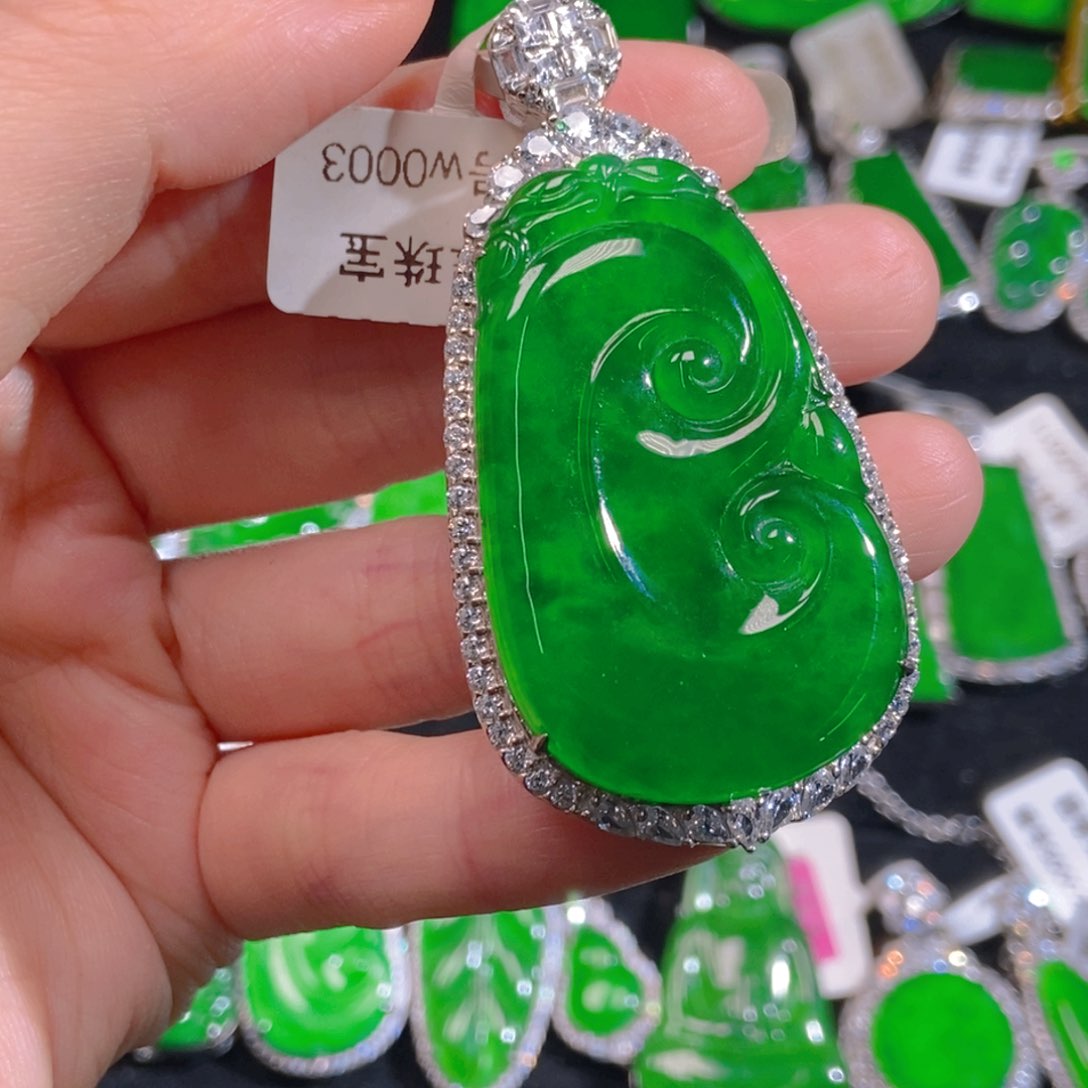 翡翠银S925镶嵌吊坠(不含链)
