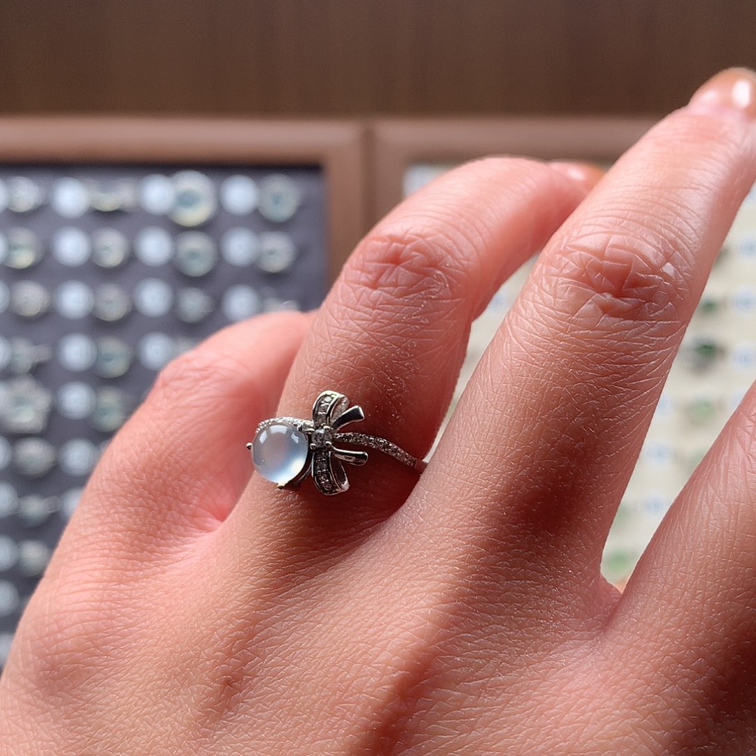 蛇纹石玉银S925镶嵌戒指