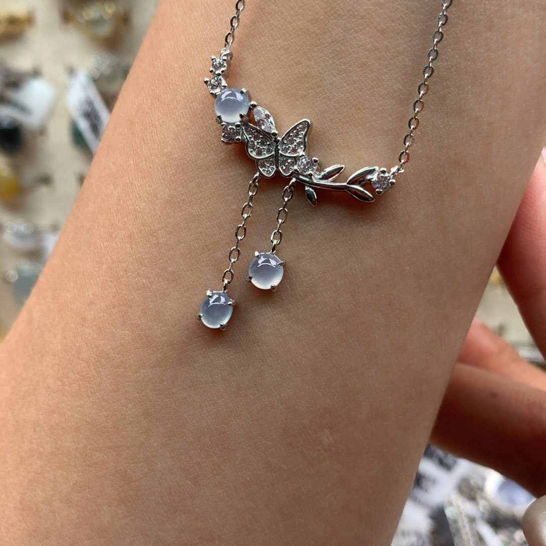 翡翠银S925镶嵌吊坠(不含链)项链