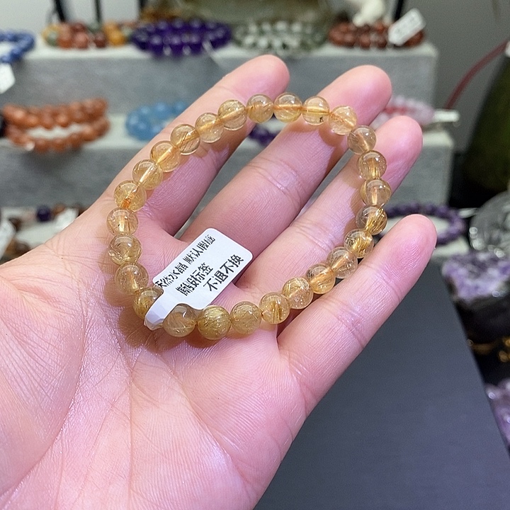 水晶手链未镶嵌金发晶7+