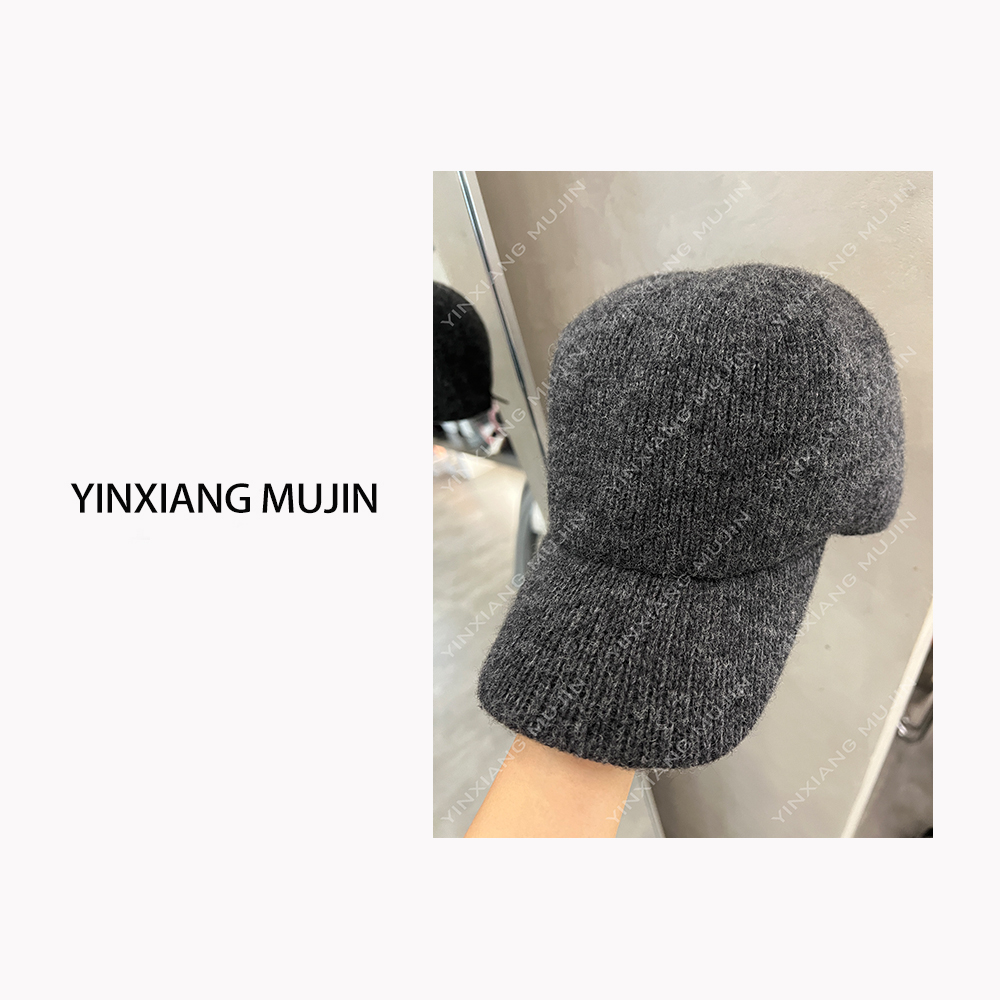 【YINXIANG MUJIN】针织棒球帽 冬季灰色时尚百搭女鸭舌帽休闲帽子
