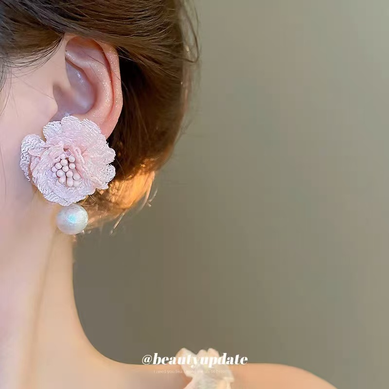 vintage中古 【春桃粉雾】 铜  女士 耳环 ZG0493