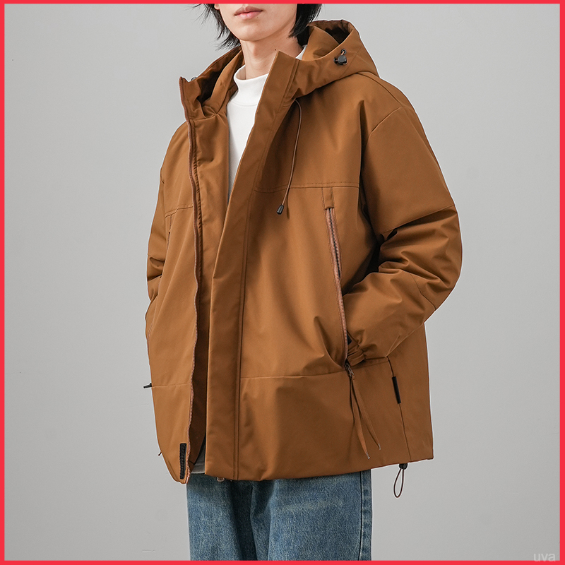 冬季户外防水羽绒服男加厚保暖外套潮冲锋衣白鸭绒连帽工装夹克防