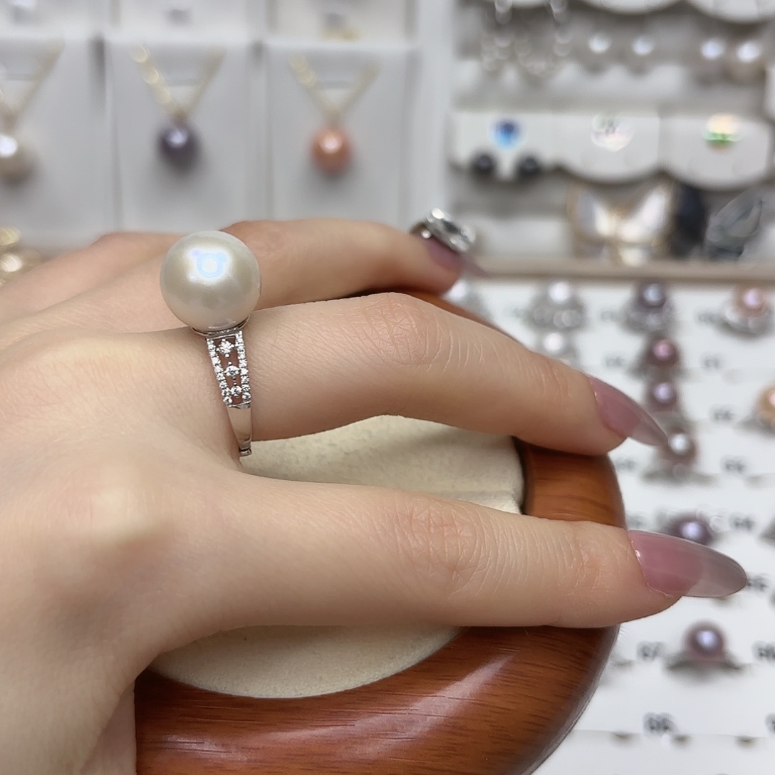 @***美淡水珍珠银S925镶嵌戒指