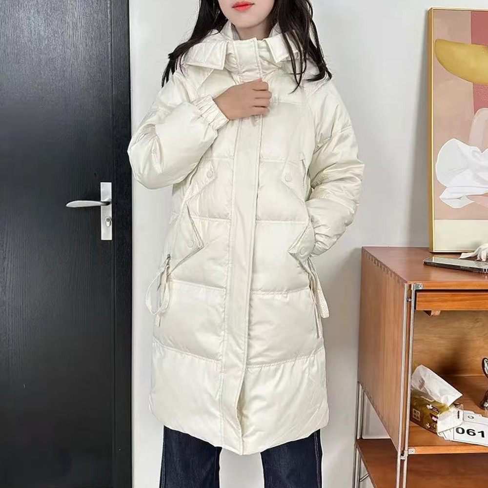 【丽姐宠粉】时尚宽松显瘦长款带帽白色外套S271