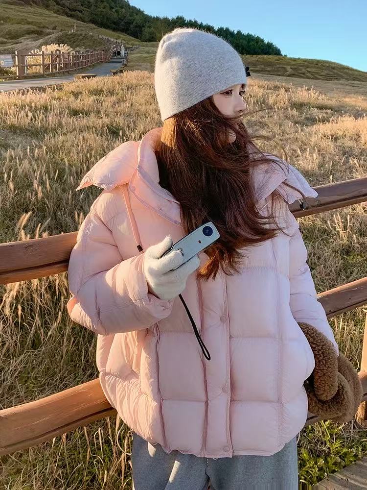 【叶子严选】绒子含量90%2025新款时尚百搭泡芙连帽羽绒服066
