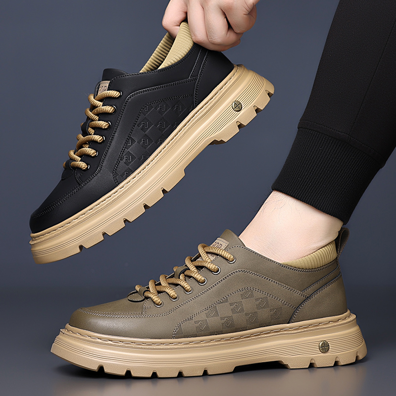 软底软面休闲皮鞋男2025秋冬新款潮鞋潮流工装鞋男鞋百搭时尚板鞋
