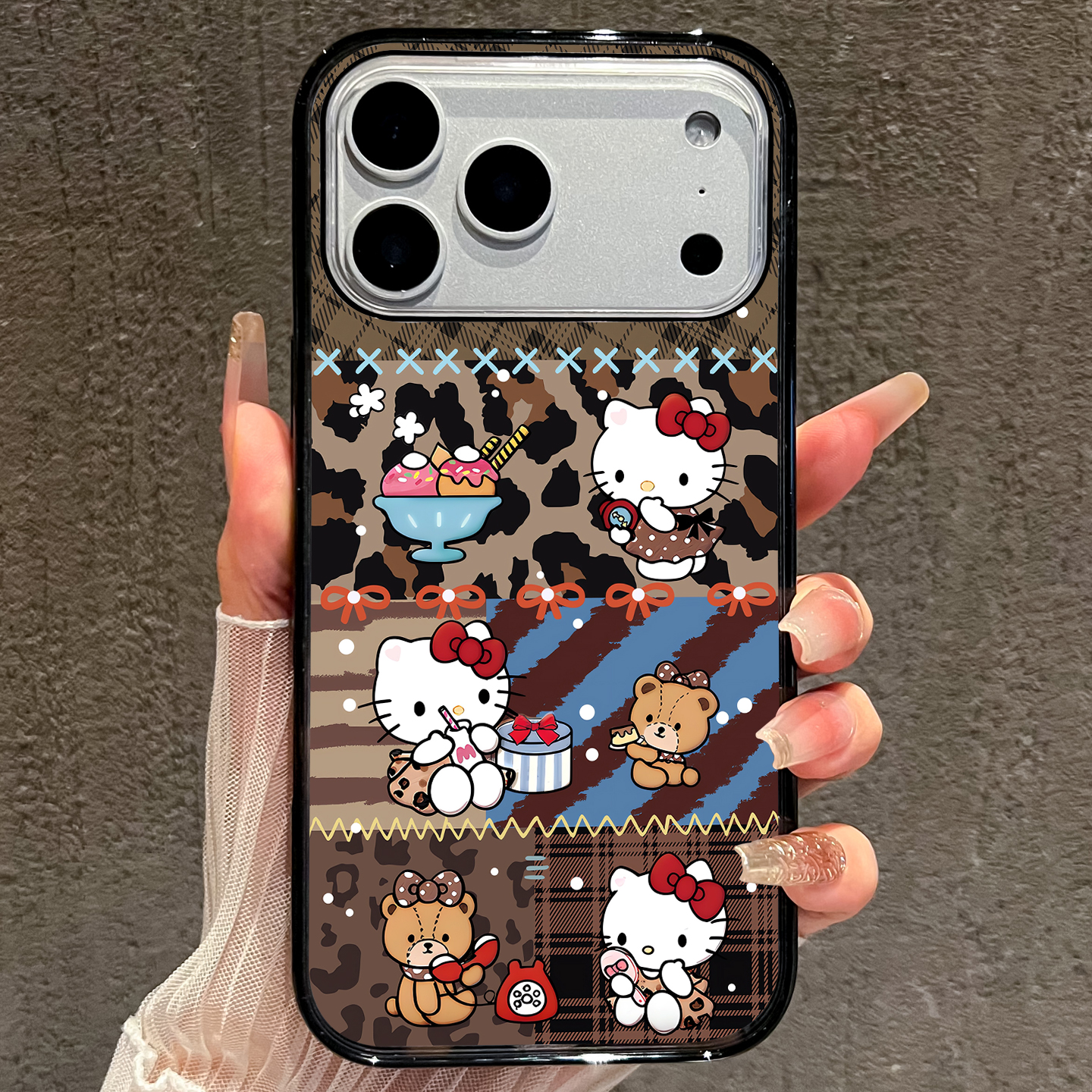 【AI键保护】拼色凯蒂猫适用苹果17promax手机壳iphone17新款创意