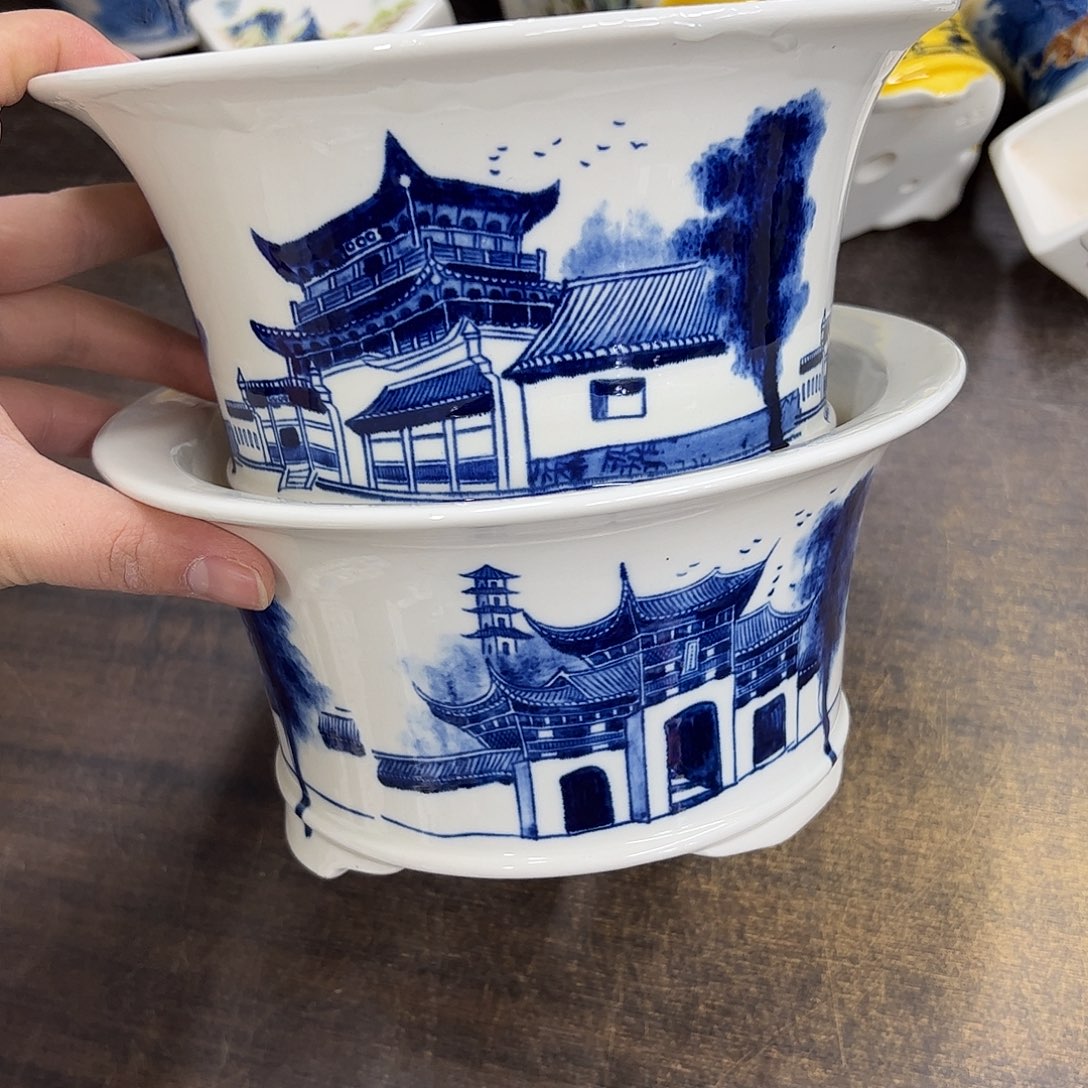 紫砂花盆103号瑕疵2个19/10cm缩釉明显介意勿拍