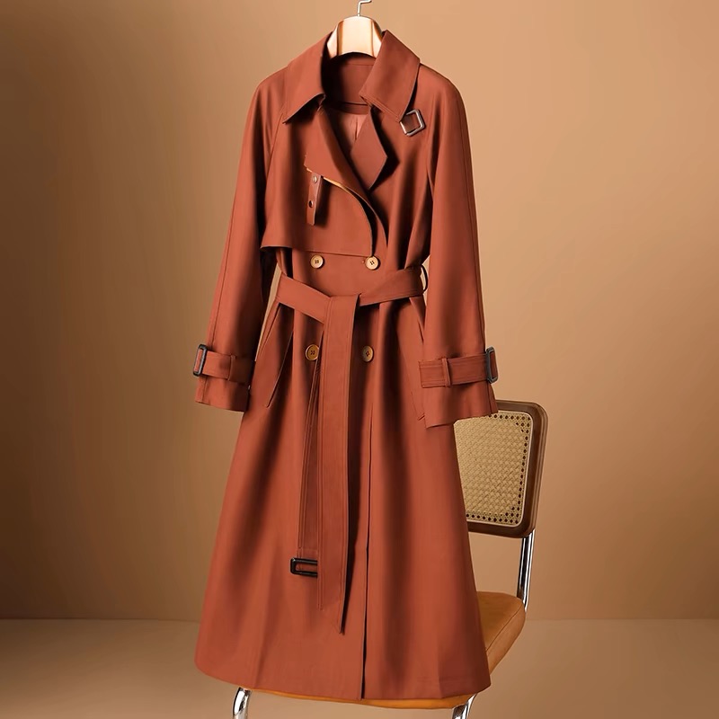 【静尚家】时尚百搭英伦风风衣纽扣收腰薄款显瘦双排扣外套春秋