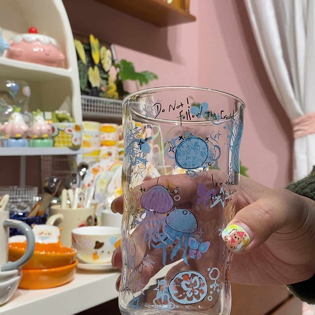 陶瓷水母玻璃杯一个