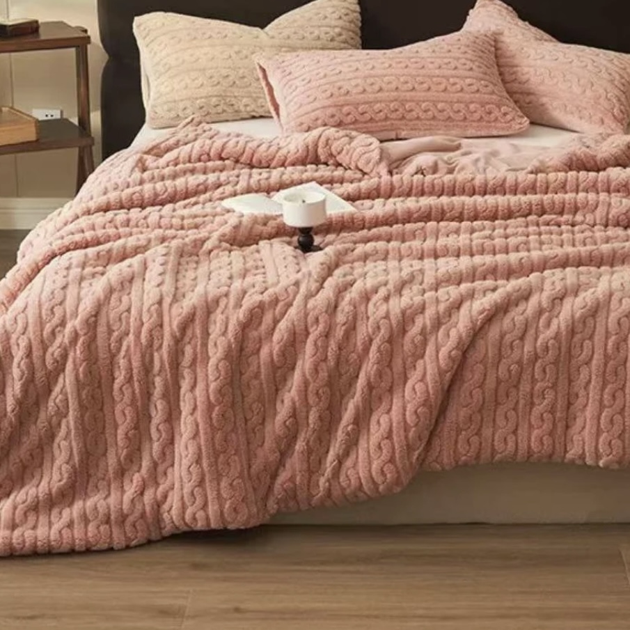 【粉S型被套】200*230牛奶绒亲肤加厚加绒被套