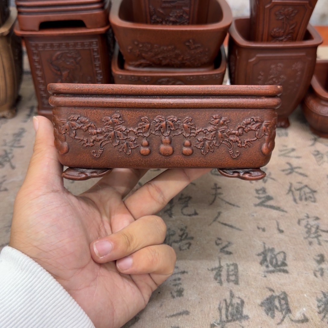 紫砂花盆14x10.5x5内经紫砂花盆