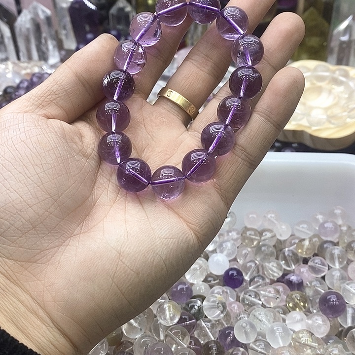 芙蓉石紫水晶手链银S925镶嵌
