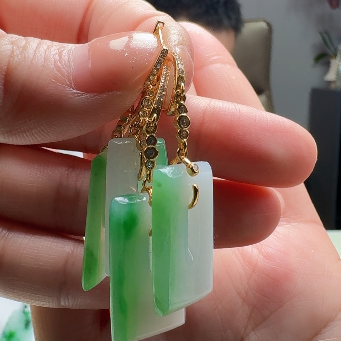 翡翠耳饰银S925镶嵌多样性发货其一