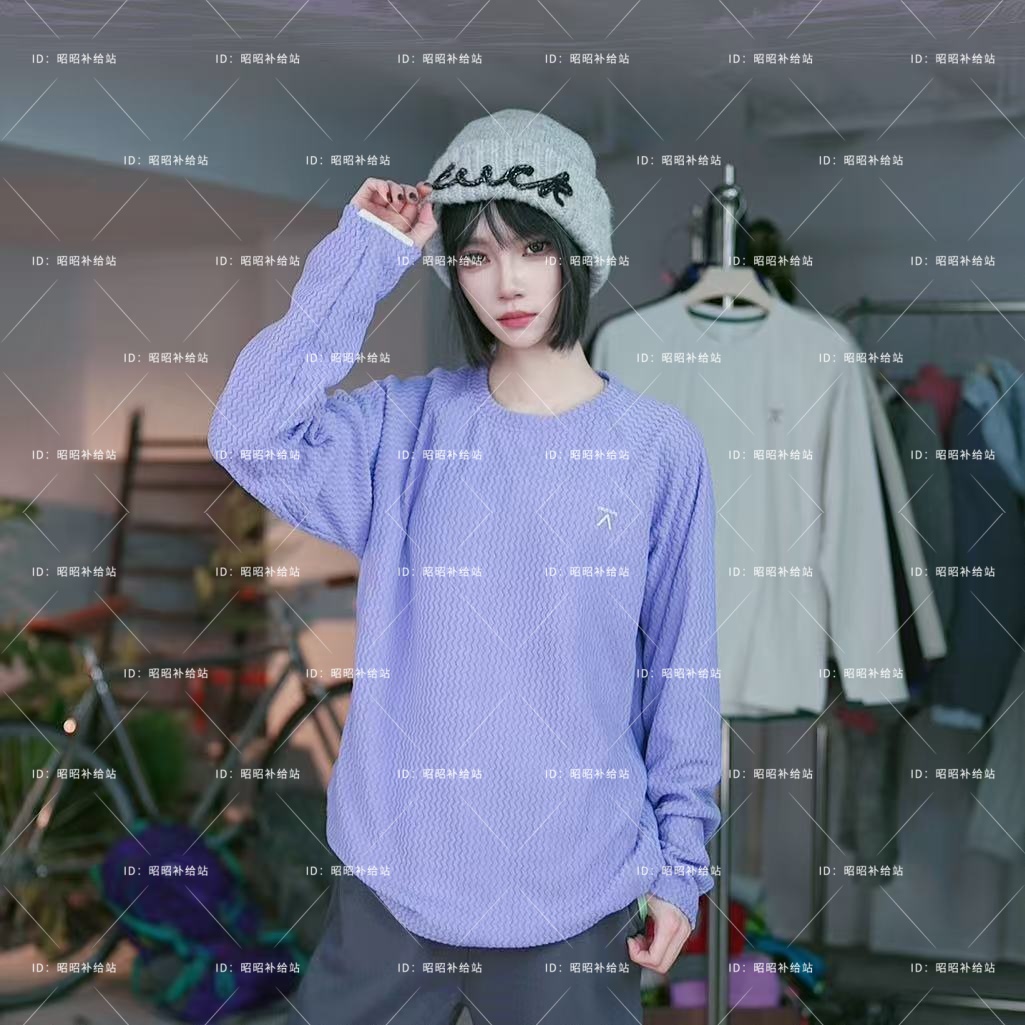 Sports Outdoor-2379山系户外水波纹针织圆领套头柔软卫衣休闲女