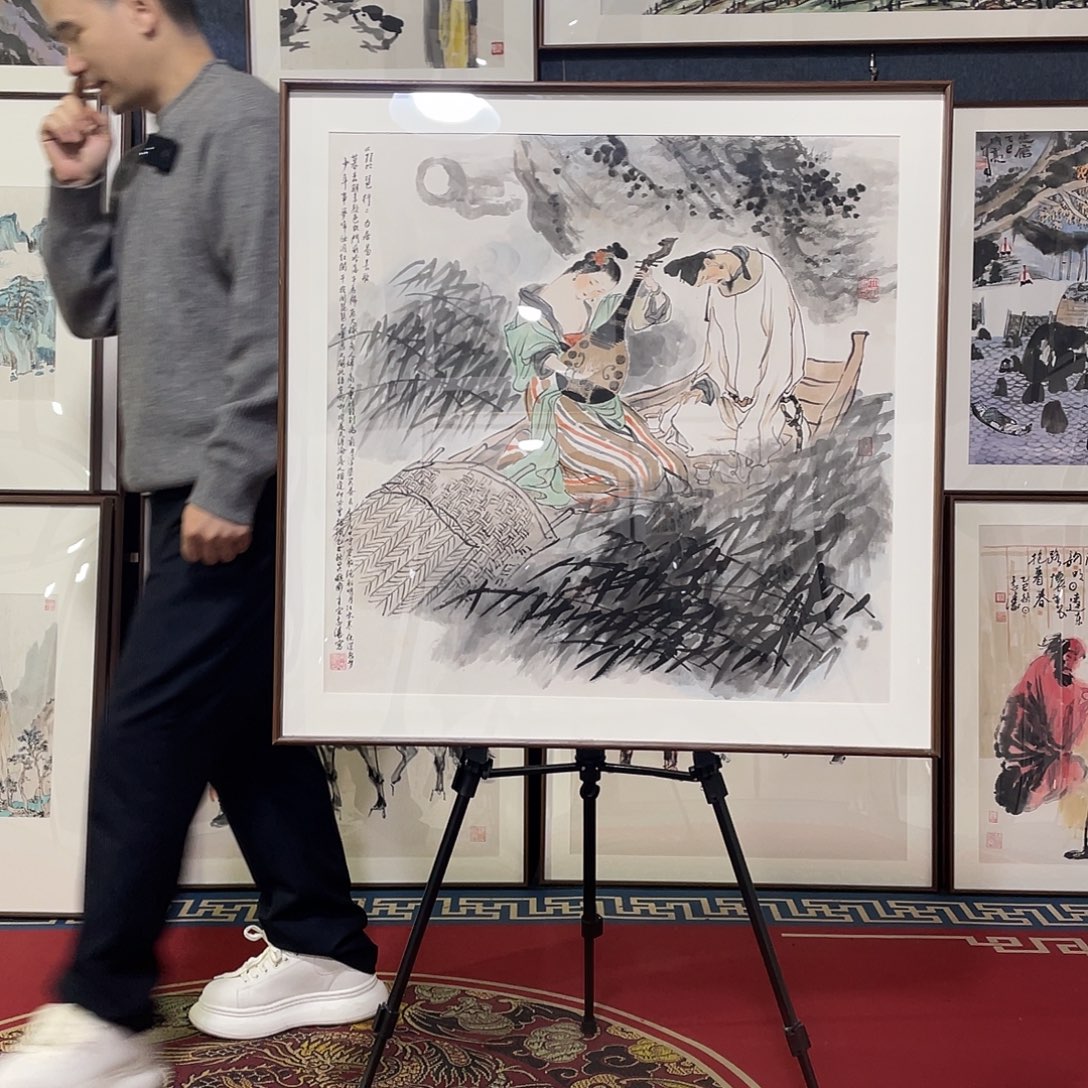 国画手绘画作品带框80/80