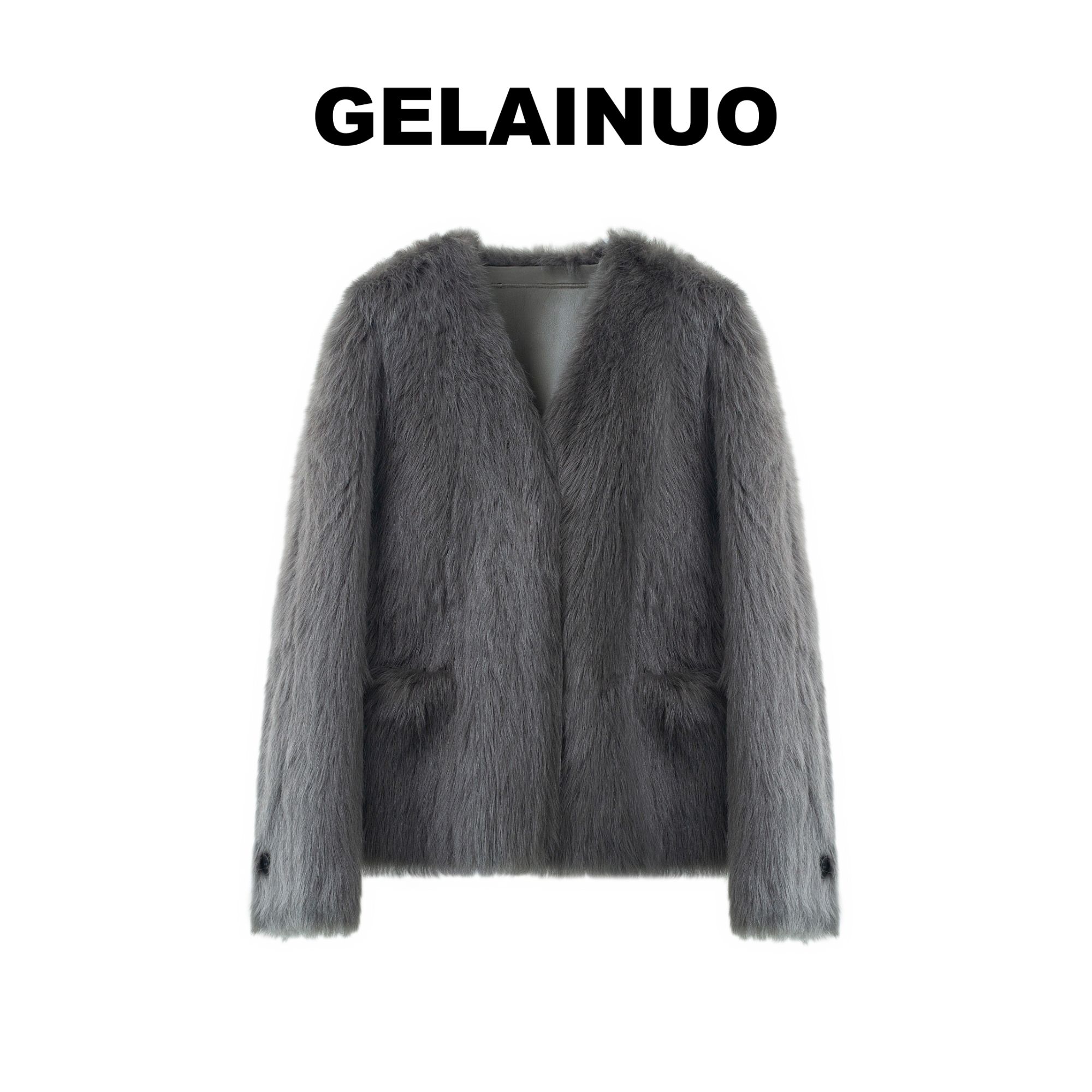 GELAINUO | V领托斯卡纳皮毛一体外套女 | 巴比伦幻夜