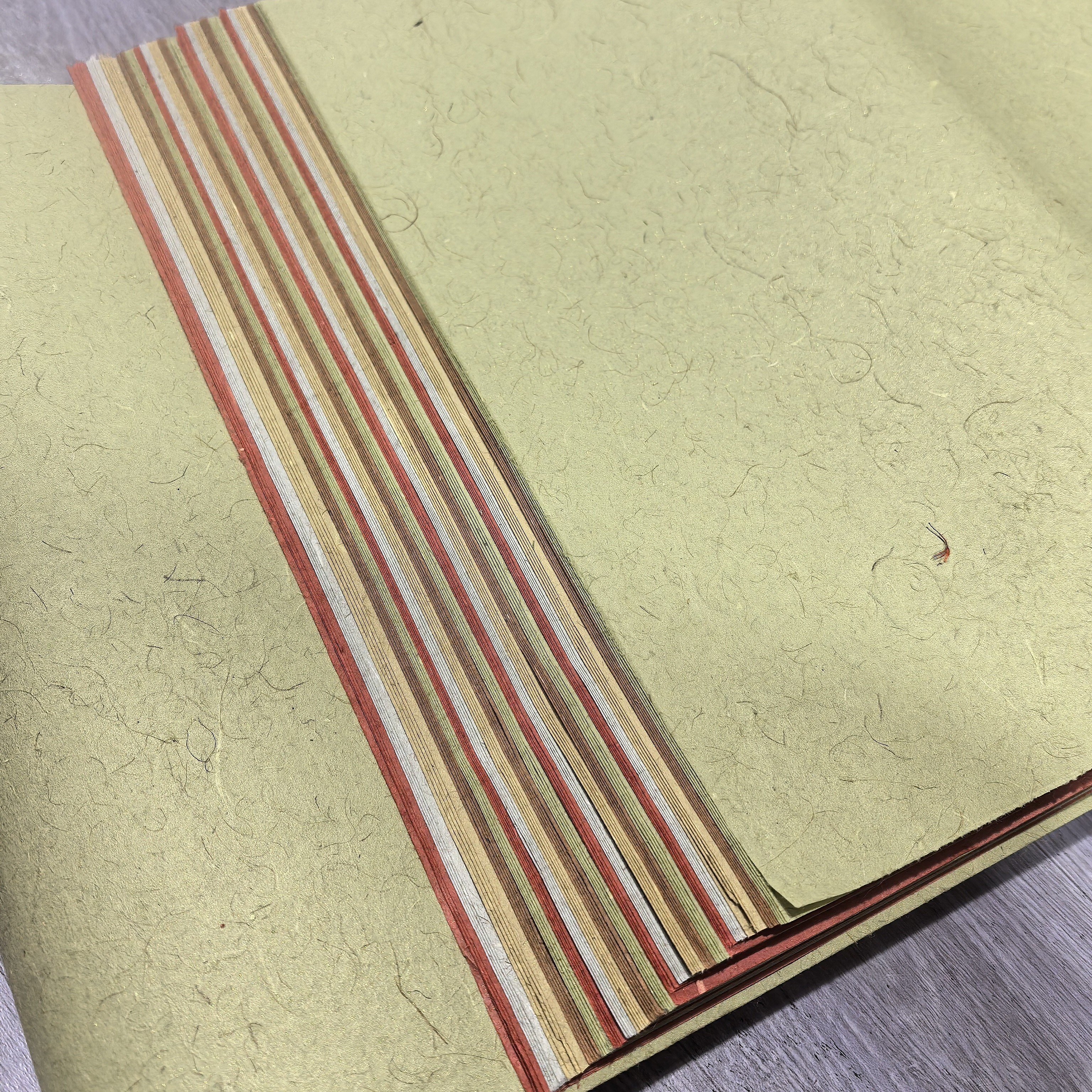 纯手工草木染五色皮麻纸四尺屏34*138cm老山麻半生熟作品宣纸