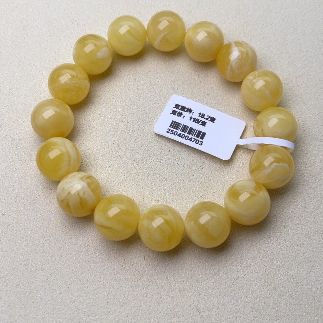 未镶嵌蜜蜡手串12+圆珠手串