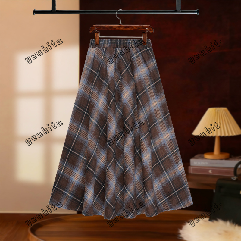 【夏夏】2025秋冬百搭A字格纹复古半身裙高腰设计显瘦D8281
