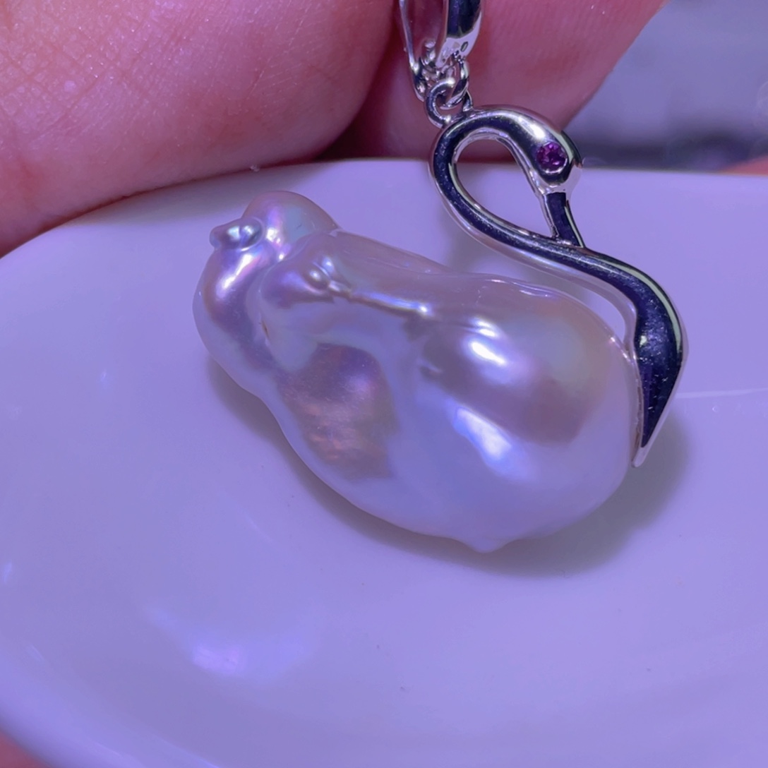 淡水珍珠天然淡水珍珠吊坠银S925镶嵌