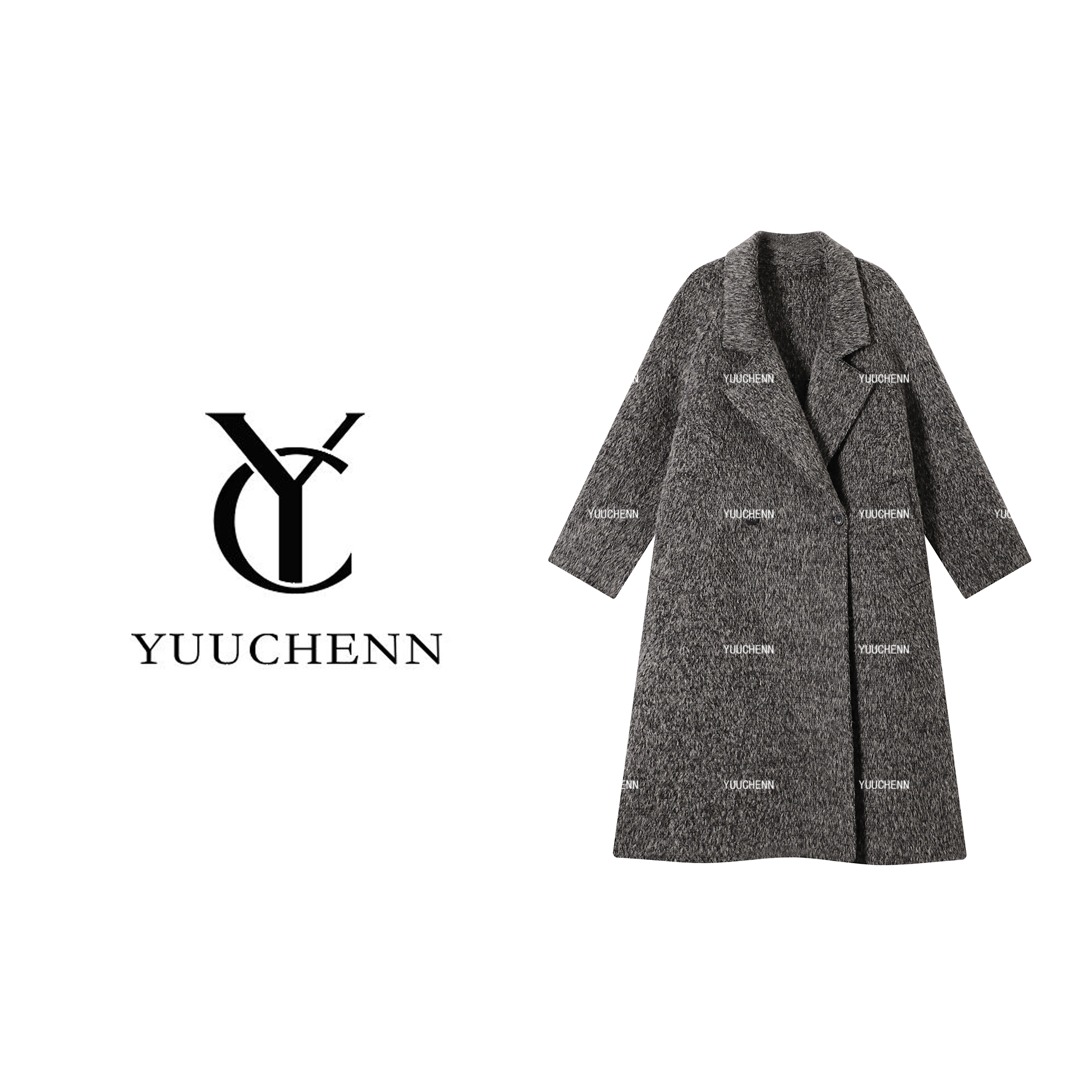 YUUCHENN毛呢外套女极简风洋气时尚百搭长款外套秋冬JYY-W62273
