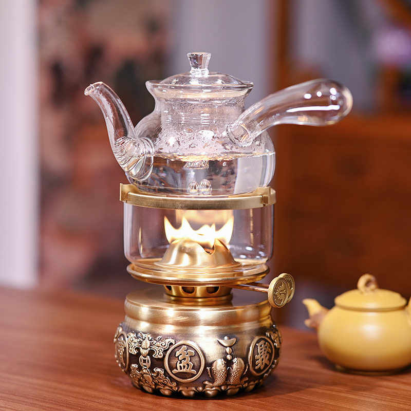丝焰新品迷你聚宝盆黄铜空气灯烧水煮茶炉茶灯复古灯煮茶功夫茶具