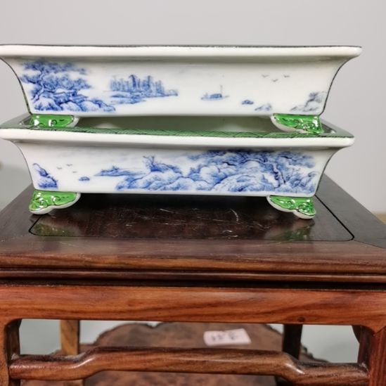 我***钱陶手工手绘大德堂釉盆