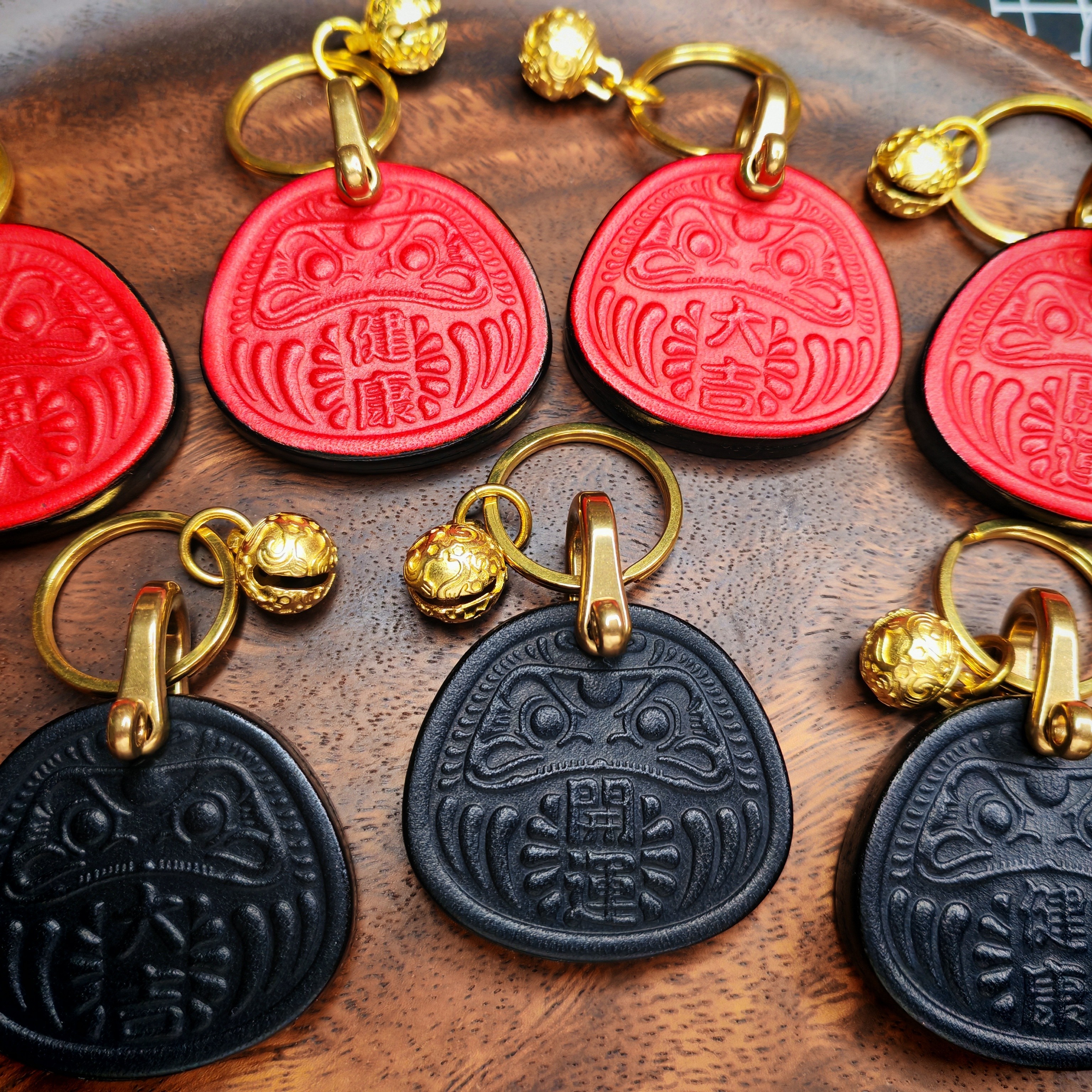 祈福达摩钥匙扣皮制挂件汽车挂饰包挂手工皮具