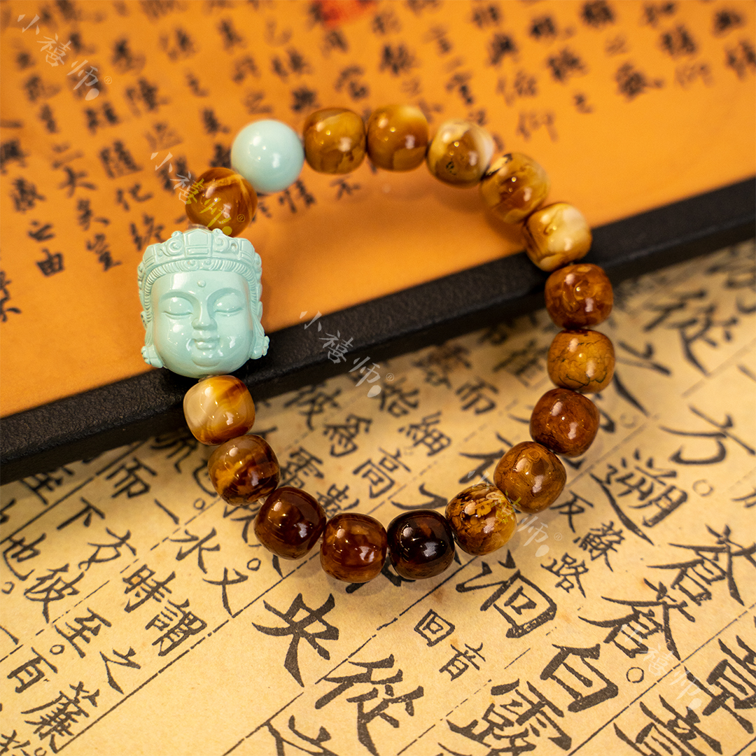 【梵蜡】蜜蜡佛头手串