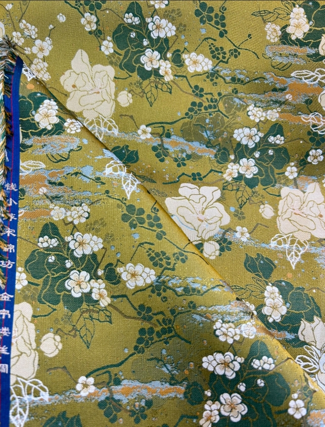 钱小萍品牌名家宋锦全丝桅子花手工宋锦布料正品
