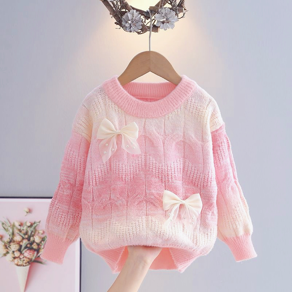 女童毛衣2025秋季新款儿童韩版渐变长袖针织时髦套头洋气毛衣爆款