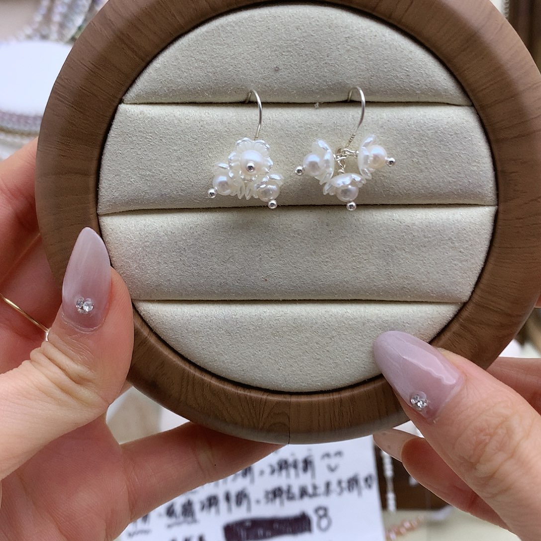 淡水珍珠耳饰银S925镶嵌