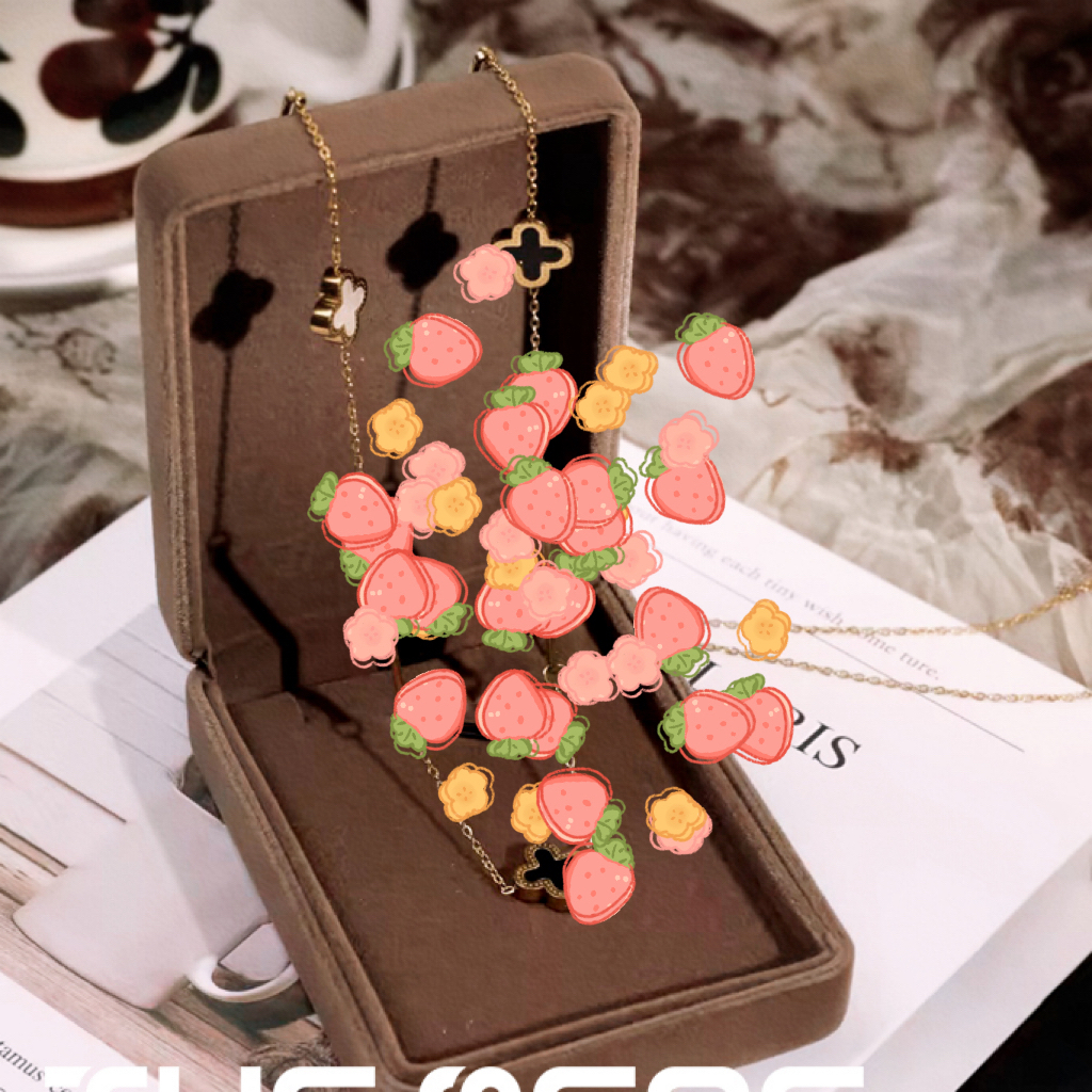 钛钢项链 【T902】钛钢黑白双面草长款项链配饰可爱饰品