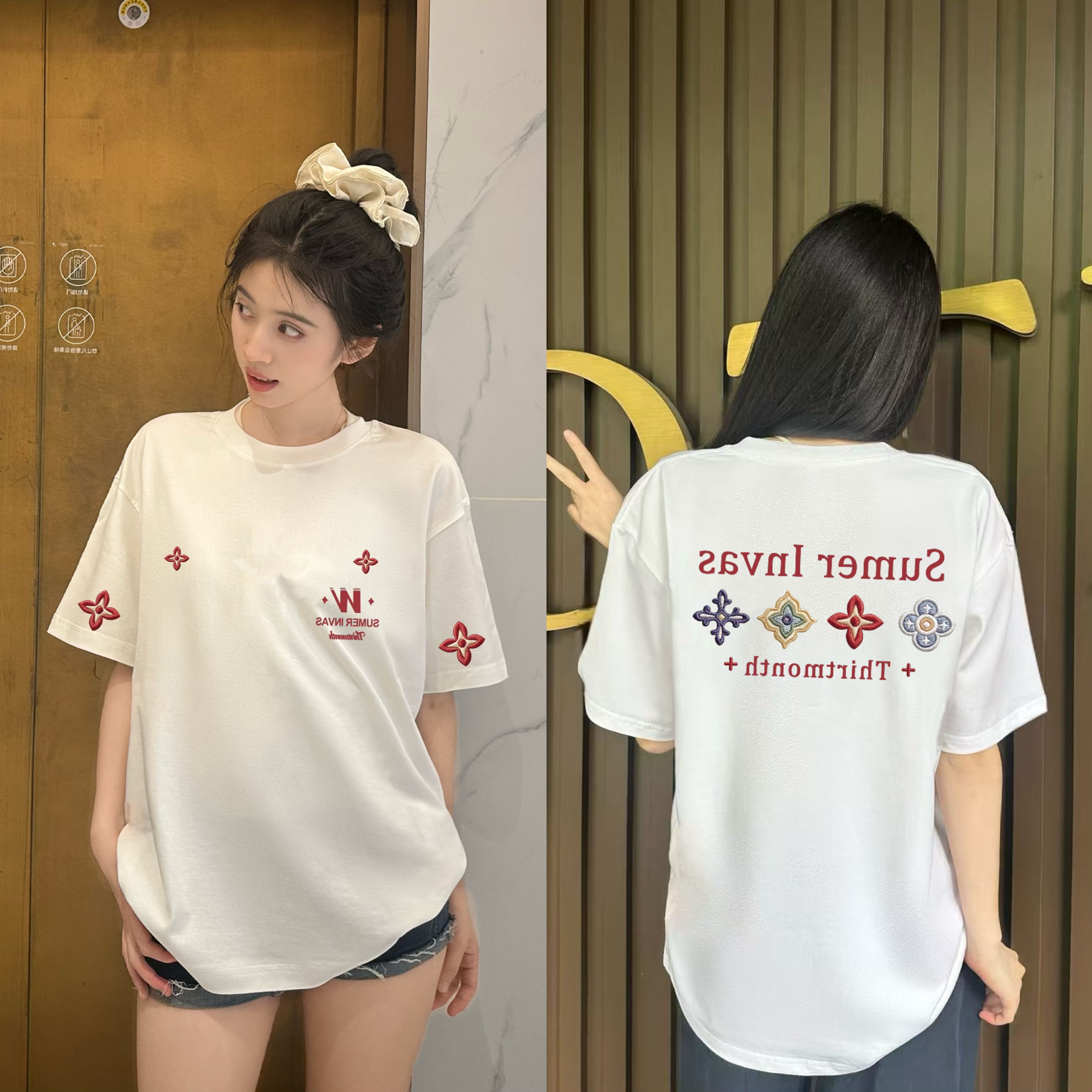 印花夏季美式休闲风圆领短袖T恤上衣半袖ins潮流纯棉