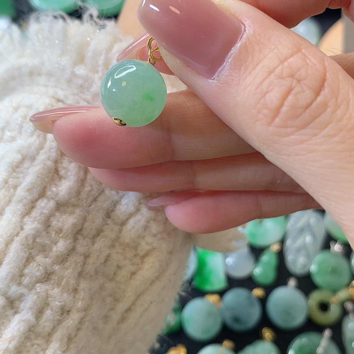 【闪购商品】翡翠吊坠(赠链)18K金镶嵌考***姐