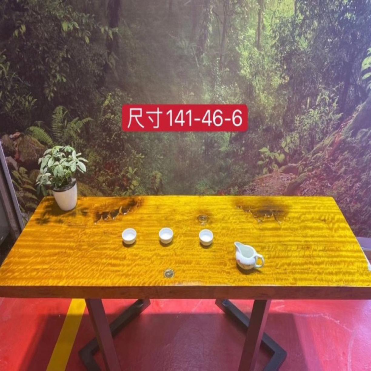 实木整体天然无拼接餐桌办公休闲家用茶桌稳定性好阳台方形简易