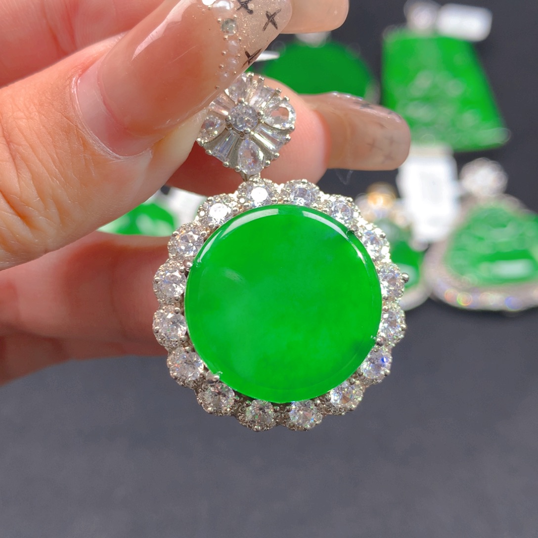 翡翠颈饰银S925镶嵌11111111111111