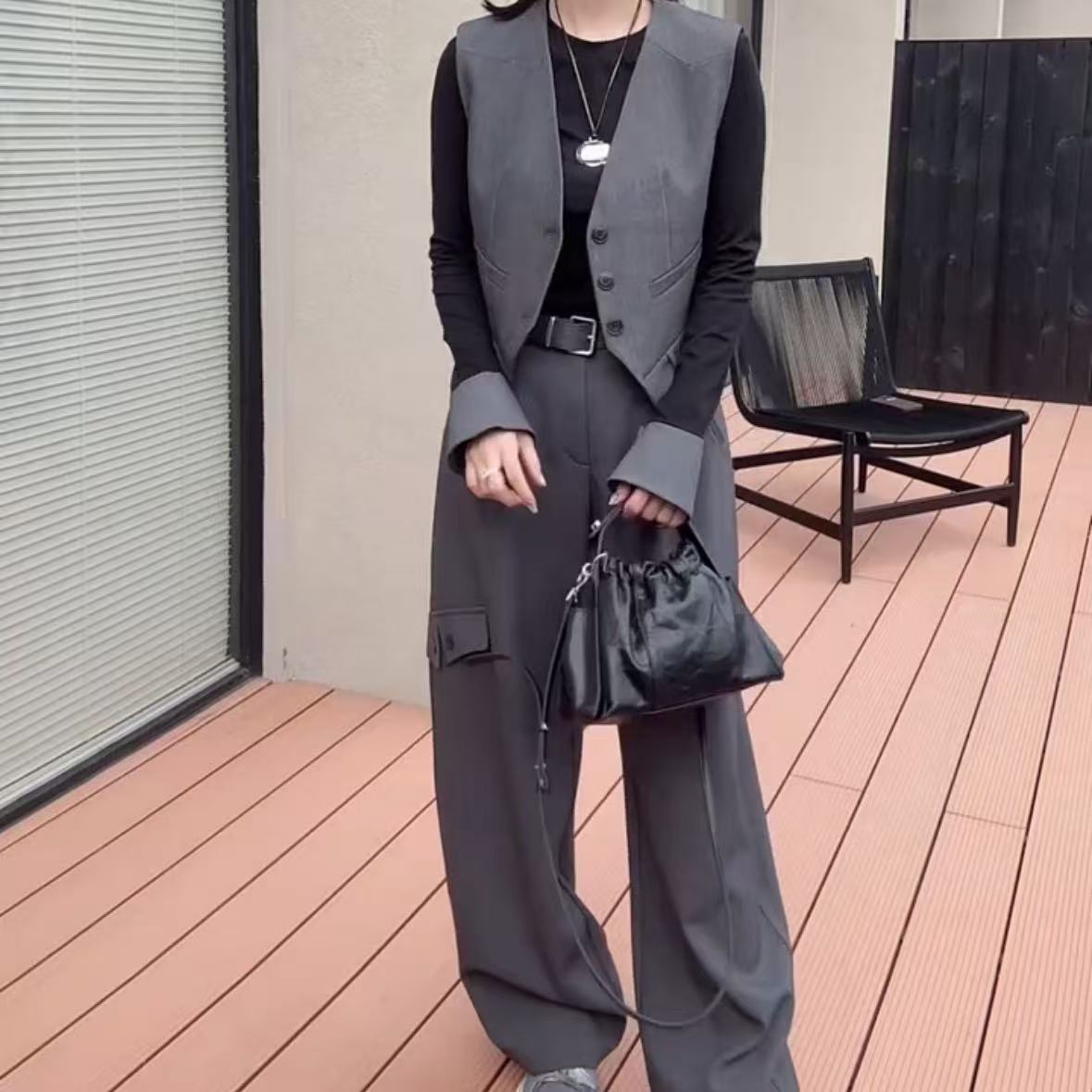 2025春季新款时尚显瘦气质女士网红洋气三件套百搭款D7047