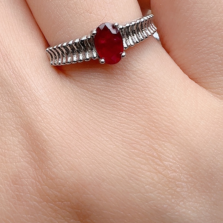 红宝石戒指银S925镶嵌