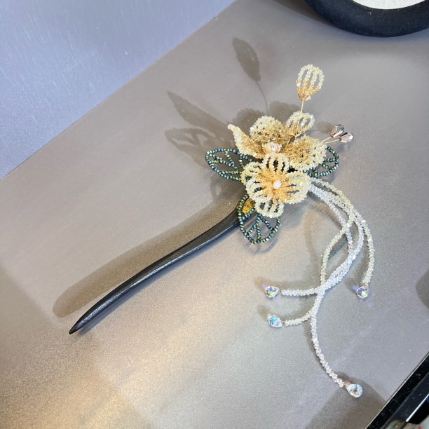 西子家莫奈黄奕梅系列流苏发簪古风版日常设计气质小众设计