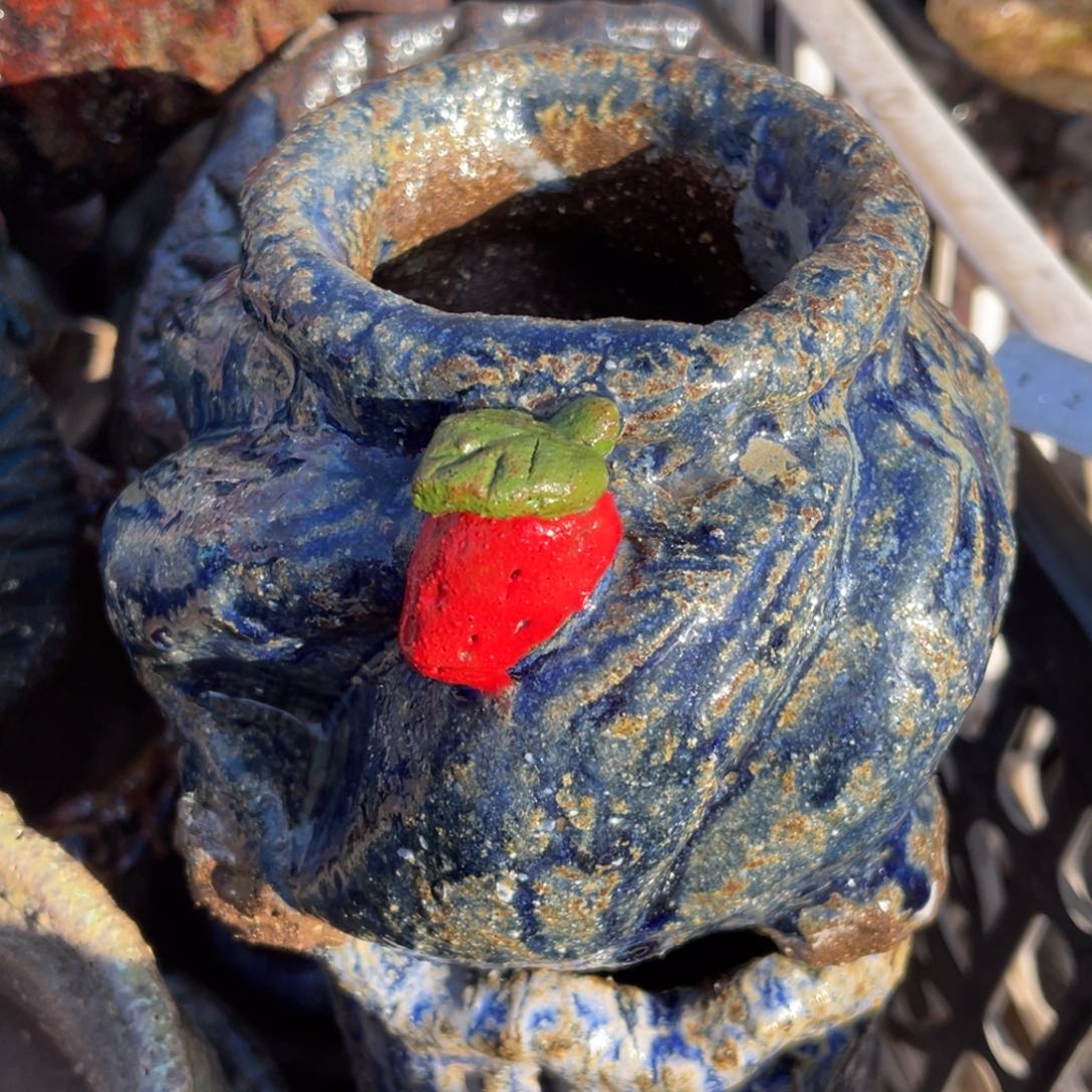 红陶粗砂陶手工花盆